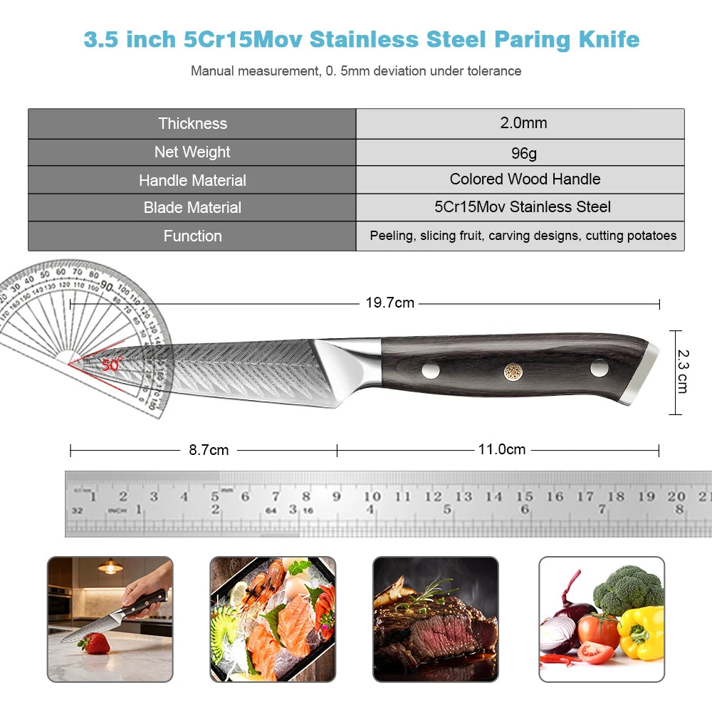 XITUO 3.5" Paring Knife – Sharp 5Cr15Mov Steel Fruit Knife Paring Knife Axl