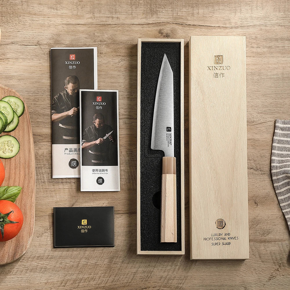 XINZUO 5.9" Japanese Bunka Knife – Aogami No.2 Carbon Steel Japanese Kitchen Knife Axl