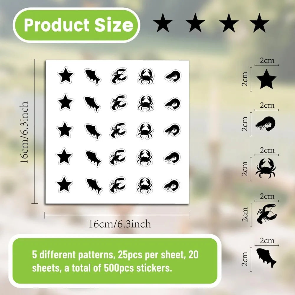 Self-Adhesive Menu Label Stickers Mixed Shapes 500pcs Set Label Stickers Axl