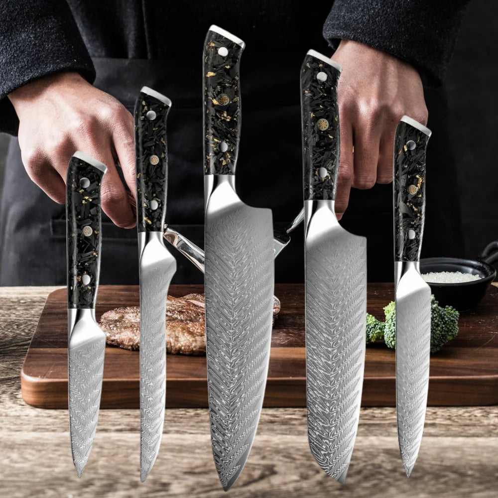Damascus Knife Set VG10 67-Layer | Chef, Santoku & Boning Damascus Knife Set Axl
