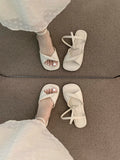 Women's Flat Roman Gladiator Sandals – Square Toe Beach Shoes Women's Flat Sandals Axl Creamy-white 35