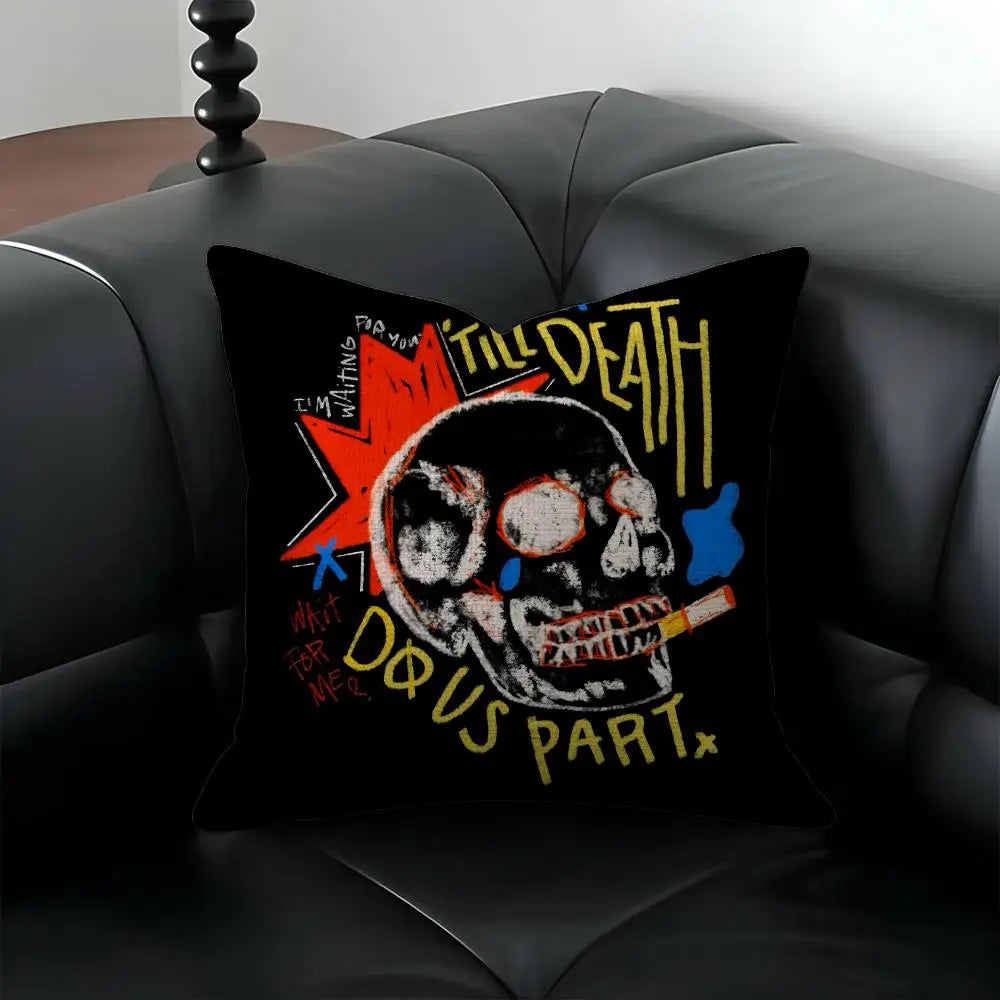 Skull Print Linen Cushion Cover – Sofa, Bed & Chair Decor Linen Cushion Cover Axl