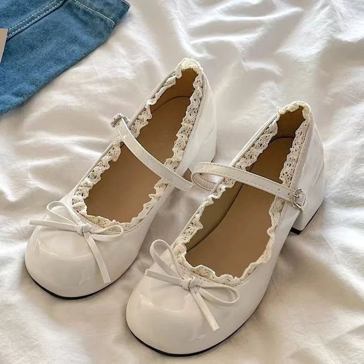 Women's Mary Jane Butterfly-Knot Block Heel Dress Shoes Mary Jane Heels Axl