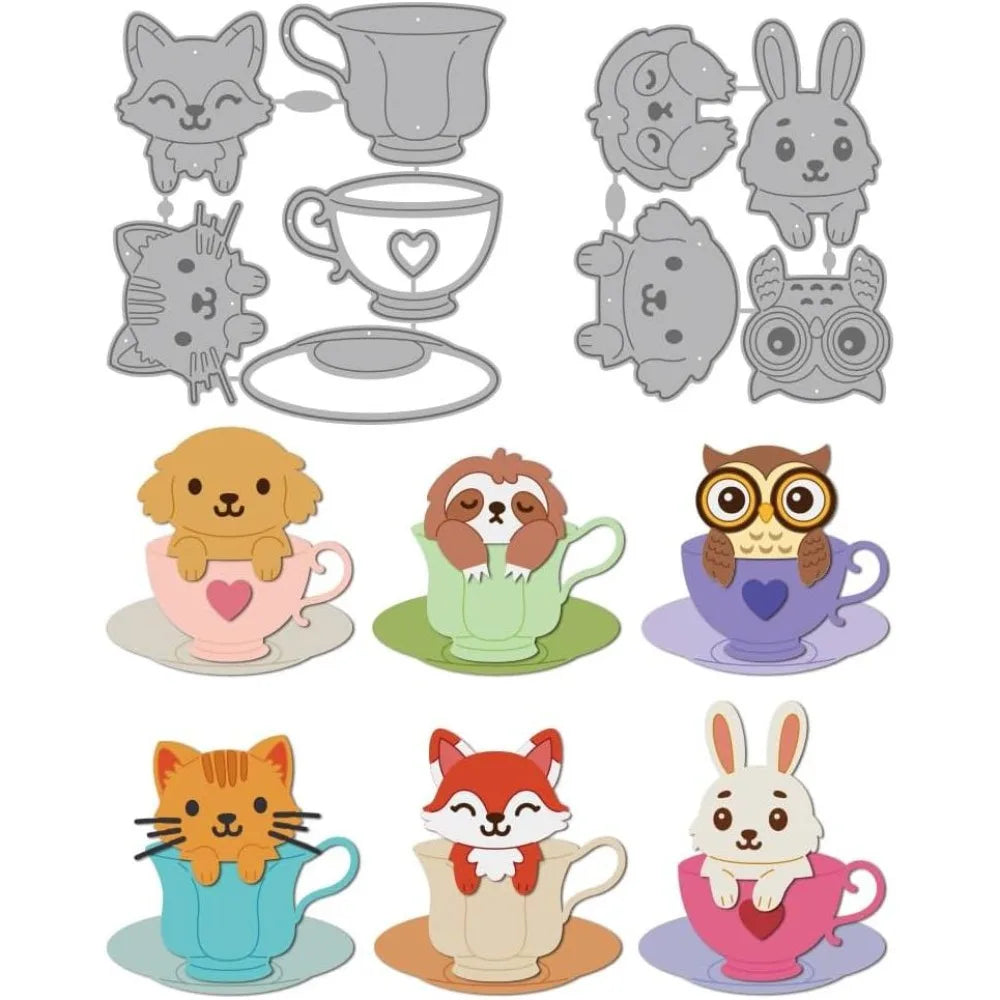 Teacup Animals Metal Cutting Dies – DIY Embossing Stencils Metal Cutting Dies Axl AECH04-19242