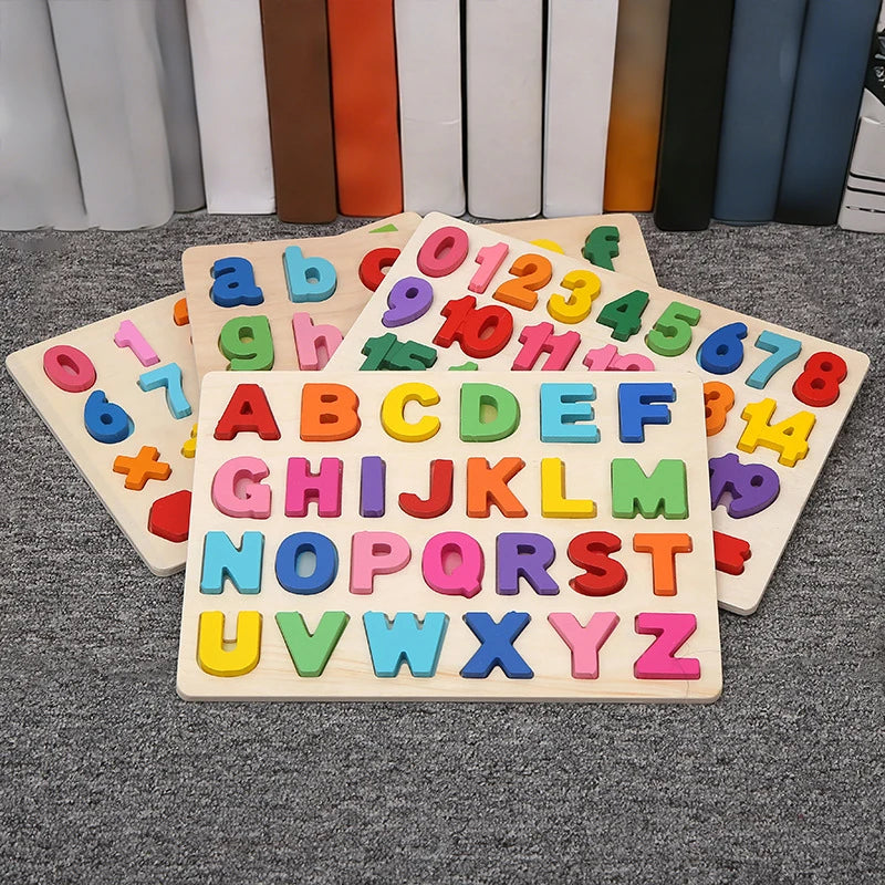 Wooden Alphabet & Number Montessori Puzzle – Kids Learning Toy Wooden Learning Puzzle Axl