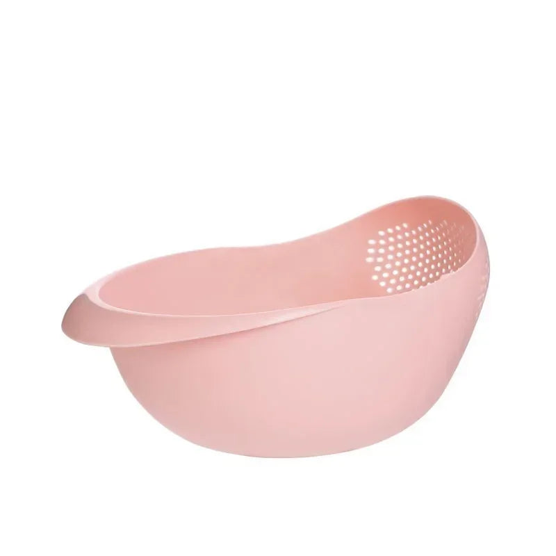 Food Grade Plastic Rice Strainer & Vegetable Wash Basket Kitchen Colander Basket Axl Pink