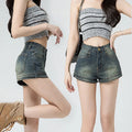 Women's High Waist Denim Shorts – Vintage Blue Streetwear Women's Denim Shorts Axl Blue XXL