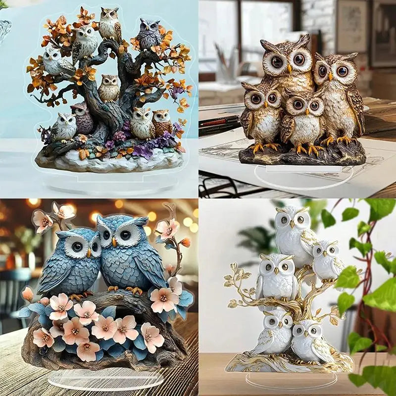 2D Flat Anime Owl Statue – Festive Desktop Decoration & Gift Collectible Figurine Axl