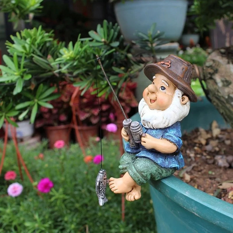 Mini Fisherman Gnome Garden Statue – Resin Lawn Ornament Garden Gnome Statue Axl Default Title
