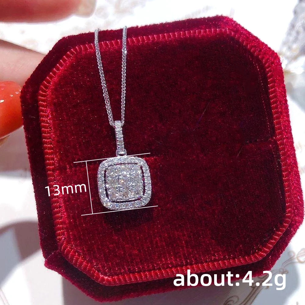 Huitan Square CZ Pendant Necklace – Silver Fashion Jewelry Pendant Necklace Axl