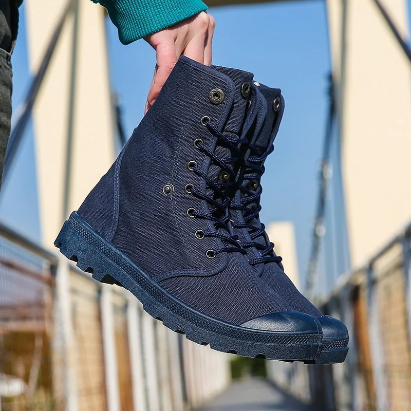 Men's High Top Canvas Tactical Hiking Boots | Non-Slip Trekking Tactical Hiking Boots Axl