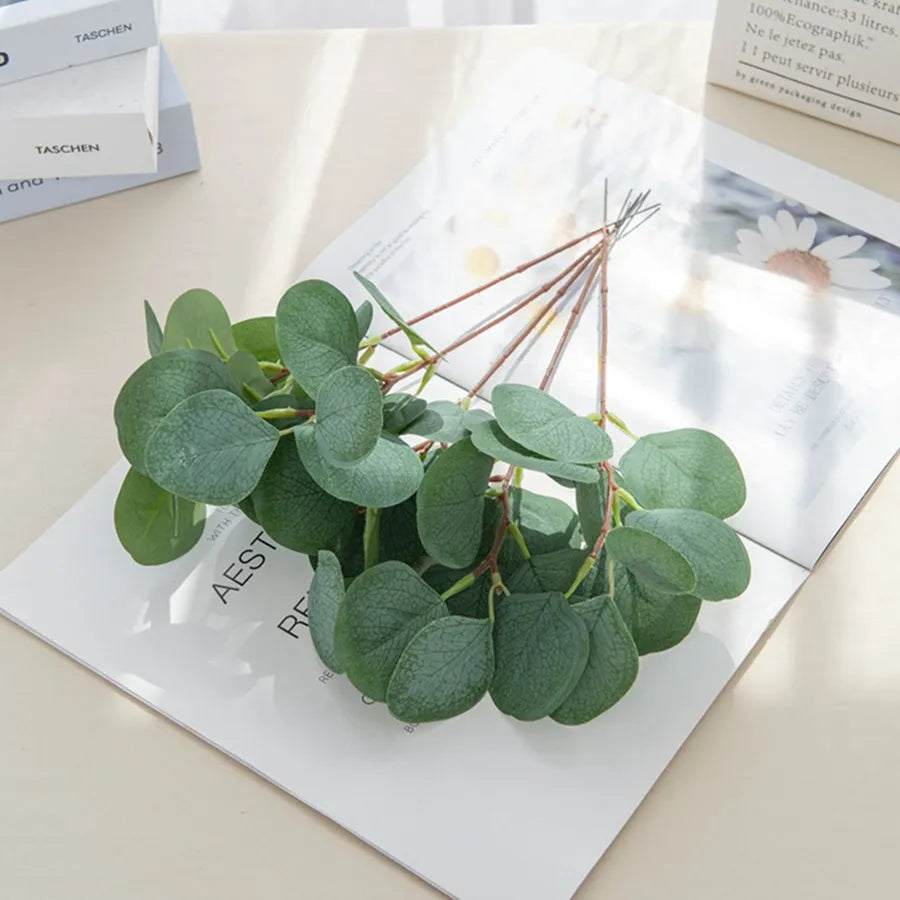 Artificial Silk Eucalyptus Leaf Stems 15/30 Pcs – DIY Decor Artificial Leaf Stems Axl leaf bouquet 10pcs 15 pcs