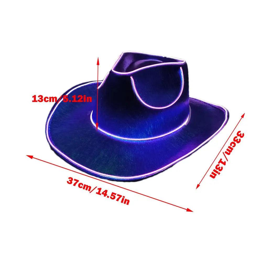LED Light Up Cowboy Hat – Disco Party Hat for Men & Women LED Party Hat Axl Purple