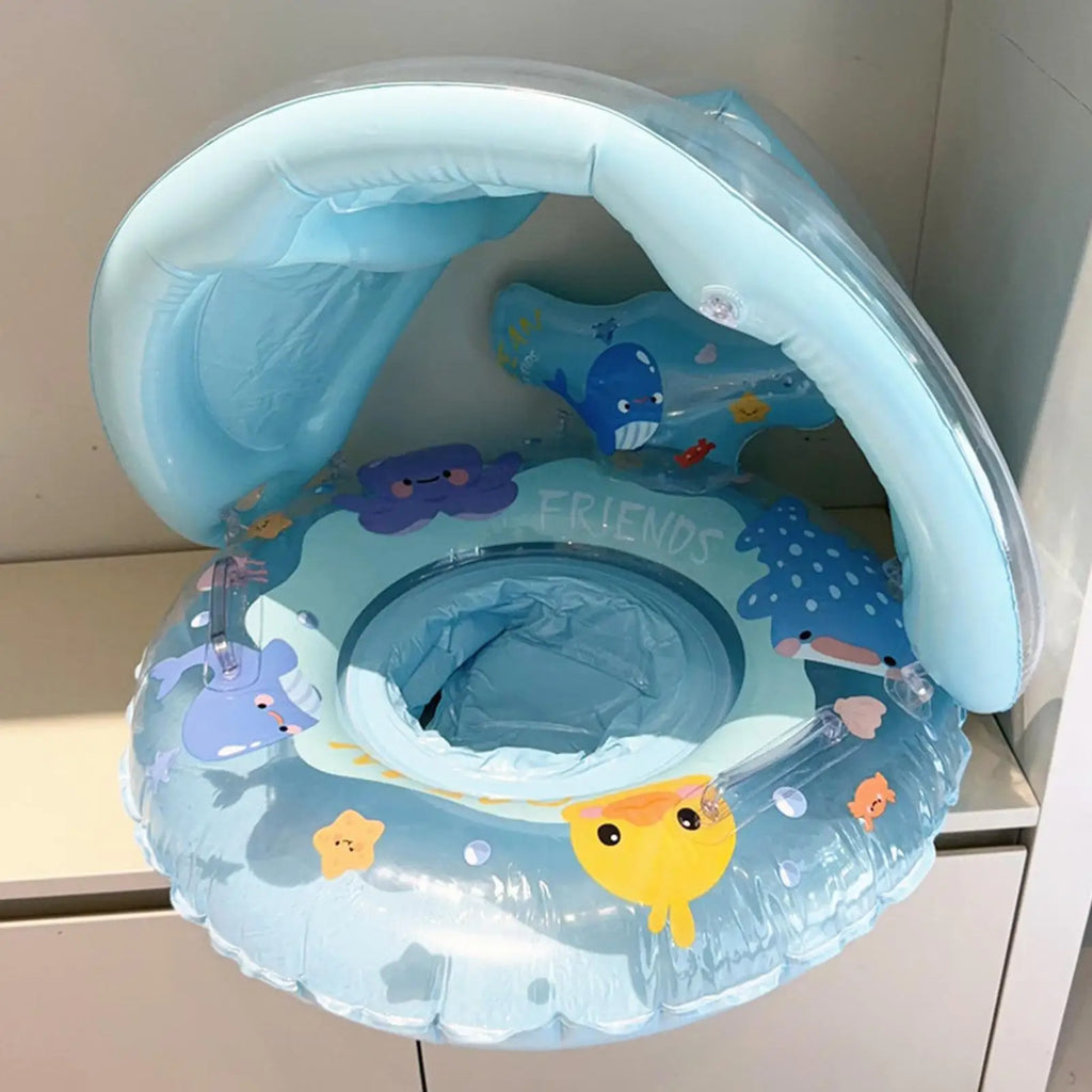 Baby Inflatable Pool Float Ring with UV Sunshade | Ages 6M–4Y Baby Pool Float Axl