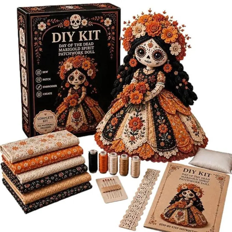 Day of the Dead DIY Patchwork Doll Sewing Kit | Skull Face DIY Sewing Craft Kit Axl