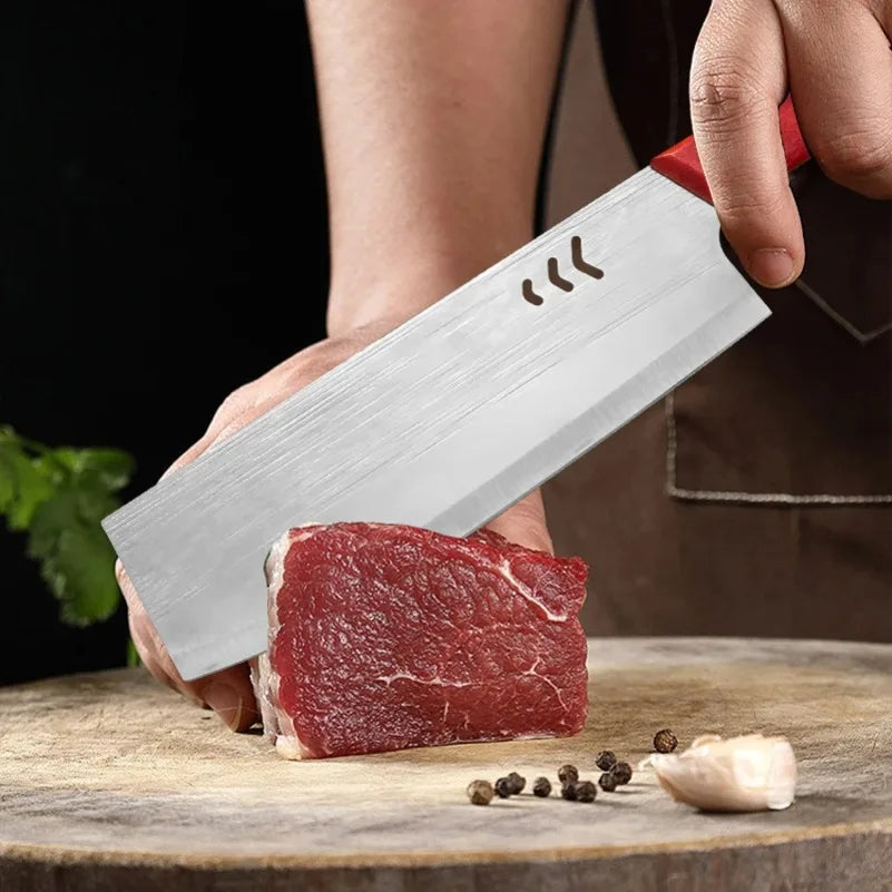 InLeung Stainless Steel Butcher Cleaver – Wooden Handle Chef Knife Butcher Cleaver Knife Axl