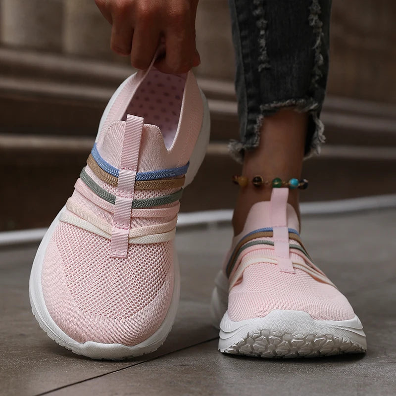 Women's Pastel Slip-On Platform Sneakers – Breathable Mesh Platform Sneakers Axl