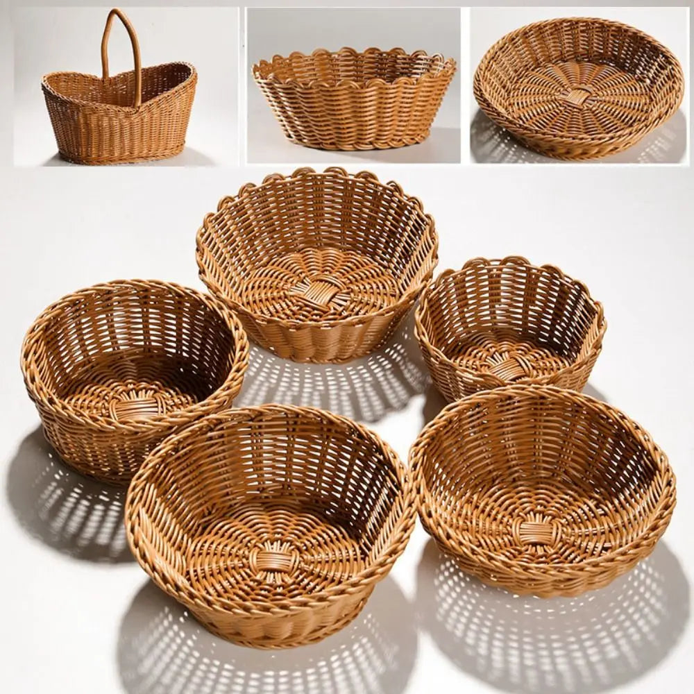 Handwoven Wicker Serving Basket | 10 Styles – Bread & Utensil Woven Serving Basket Axl