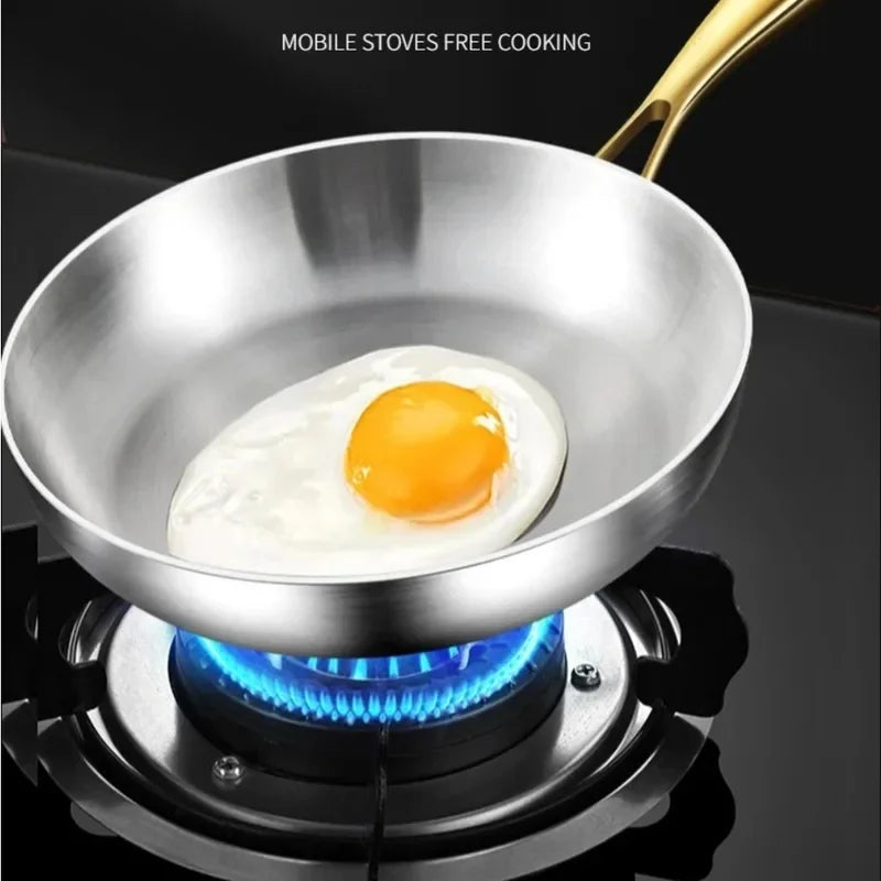 316 Stainless Steel Tri-Ply Honeycomb Wok Pan 28cm Skillet Stainless Steel Wok Axl