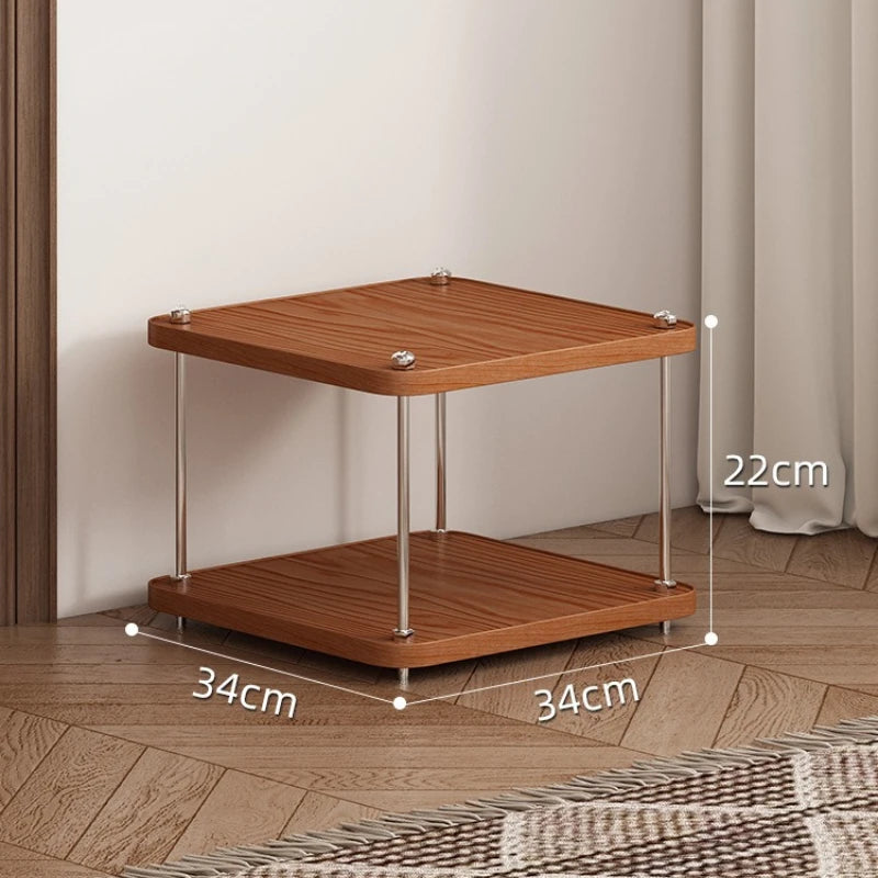 Wooden Multi-Layer Square Storage Rack – Stackable Shelf Wooden Storage Shelf Axl 2 Layers