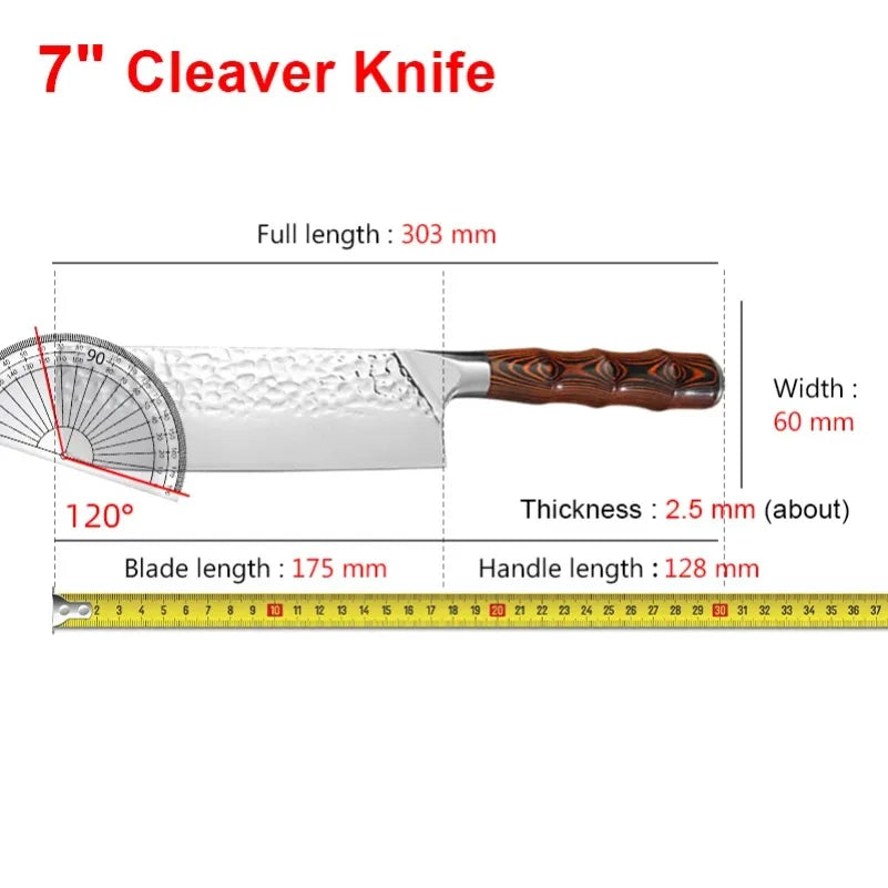 Stainless Steel Cleaver Knife – Wood Handle Butcher Kitchen Kitchen Cleaver Knife Axl