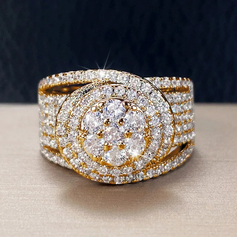 Huitan Women's CZ Wedding Ring – Sparkling Geometric Design Fashion Ring Axl