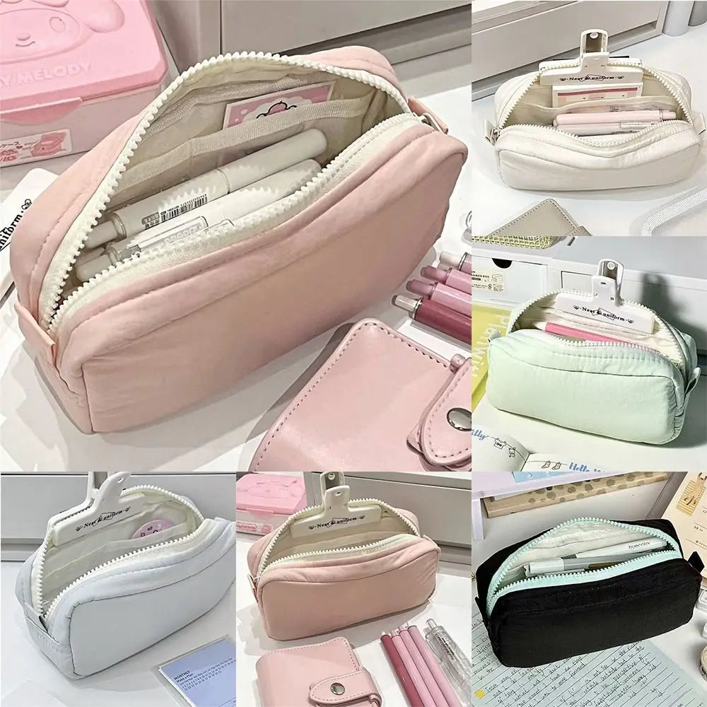 Large Capacity Pencil Pen Bag – Zipper Fabric Stationery Organizer Pencil Case Axl
