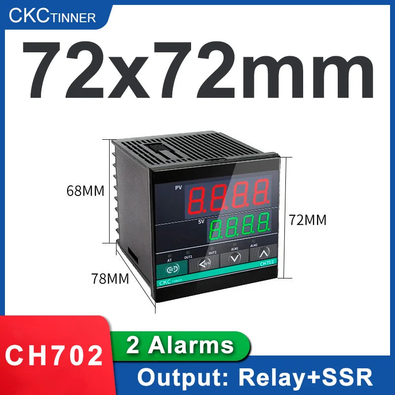 CKCTINNER PID Temperature Controller – Dual Output SSR & Relay LCD PID Temperature Controller Axl CH702 MV AB