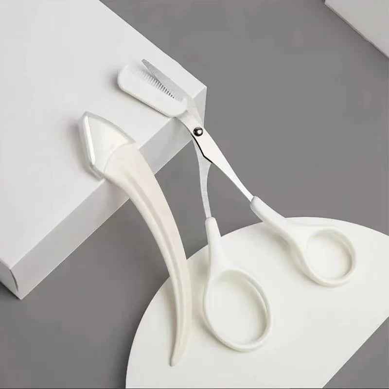 Eyebrow Trimmer Set – Curved Razor & Scissors with Comb Eyebrow Grooming Set Axl 2pcs