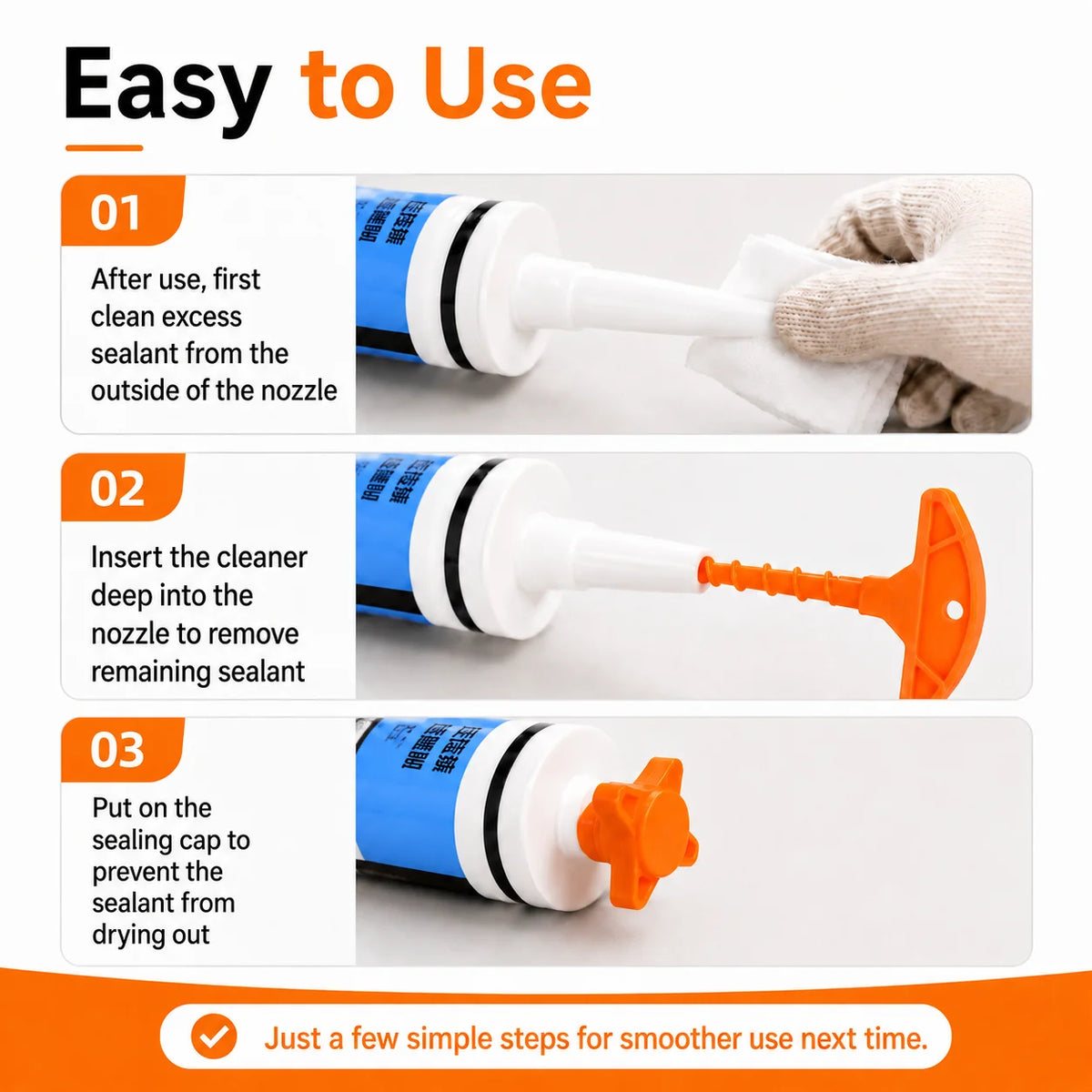 Sealant Nozzle Cleaner & Anti-Dry Caulk Cap Set | DIY Tool Caulking Tool Set Axl