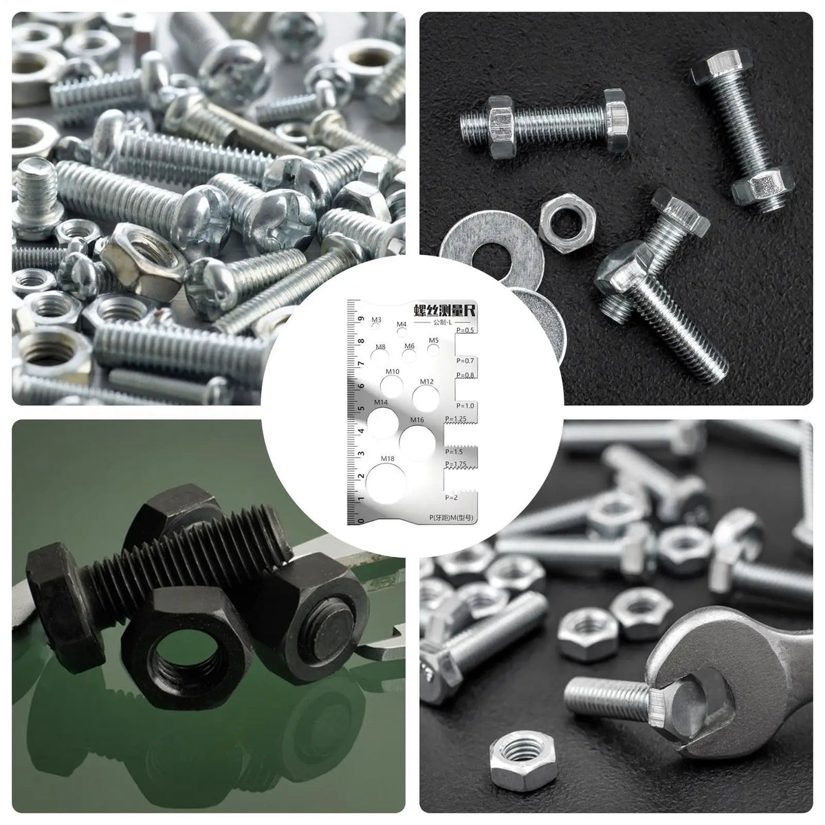 Stainless Steel Thread Gauge – Bolt, Nut & Screw Measuring Tool Thread Measuring Gauge Axl