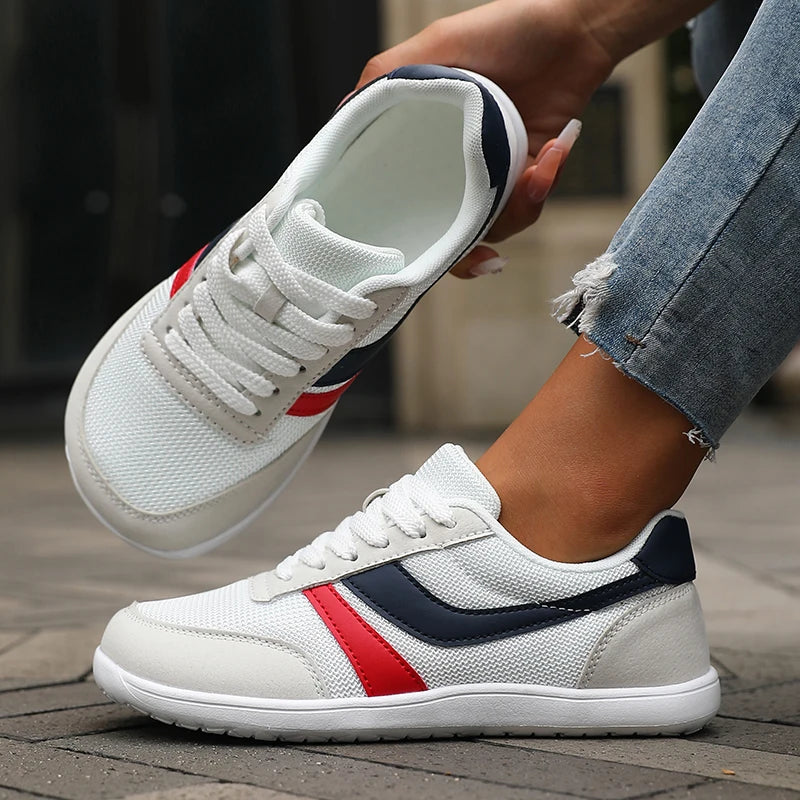 ZULIWAGN Wide Toe Barefoot Sneakers – Breathable Walking Shoes Barefoot Walking Sneakers Axl White Blue 46