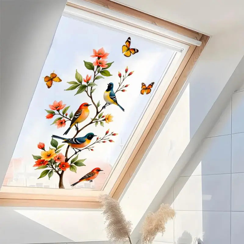 Tree Branch Bird & Butterfly Window Cling PVC Decal Sticker Window Cling Decal Axl