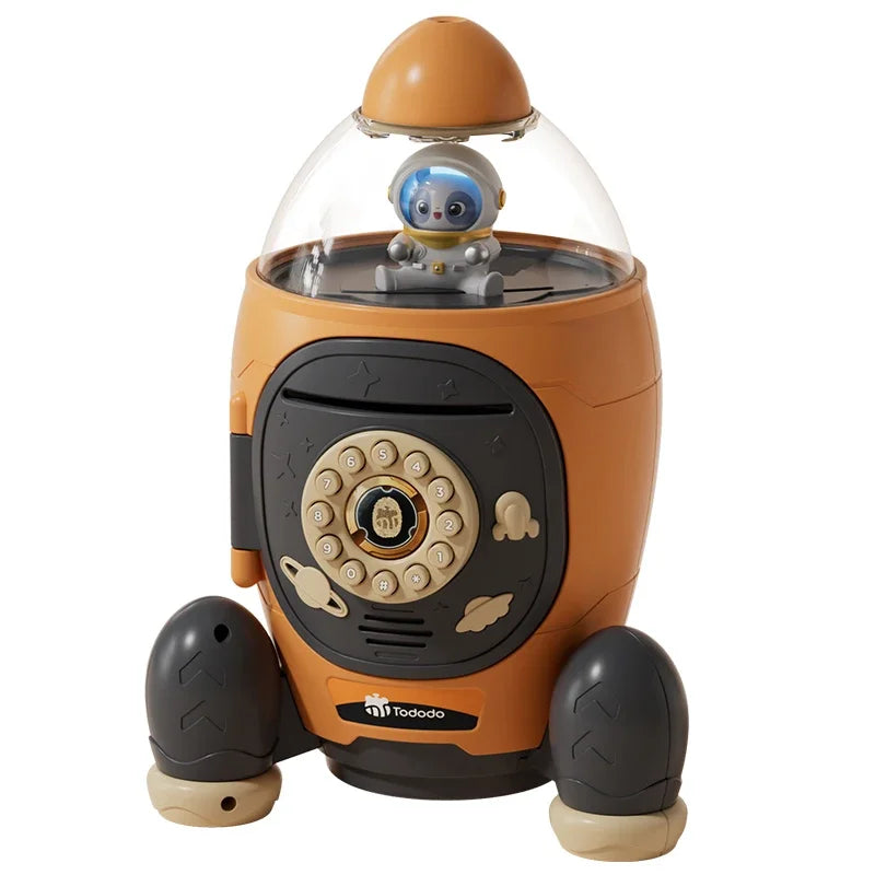 Kids Rocket Piggy Bank – Password Lock & Planet Light Projector Kids Piggy Bank Axl