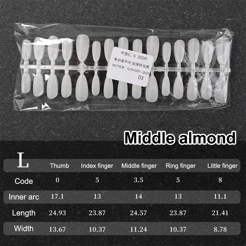 300 Pcs Matte & Clear False Nail Tips – Gel Extension DIY Kit