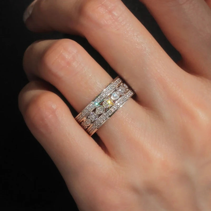 Huitan Crystal CZ Ring for Women – Wedding & Engagement Band Fashion Ring Axl