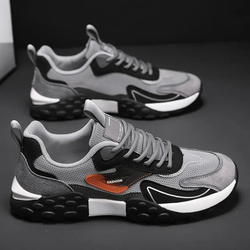 YBQJOO Men's Mesh Breathable Casual Sneakers | Lace-Up Casual Sneakers Axl Gray 39