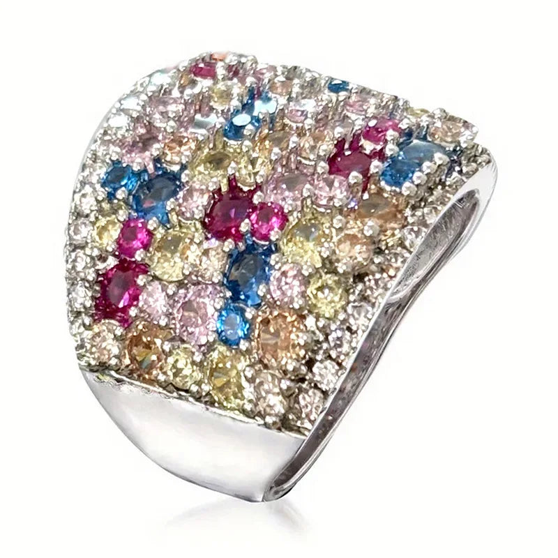 Huitan Colorful CZ Ring – Women's Bridal Fashion Jewelry Fashion CZ Ring Axl