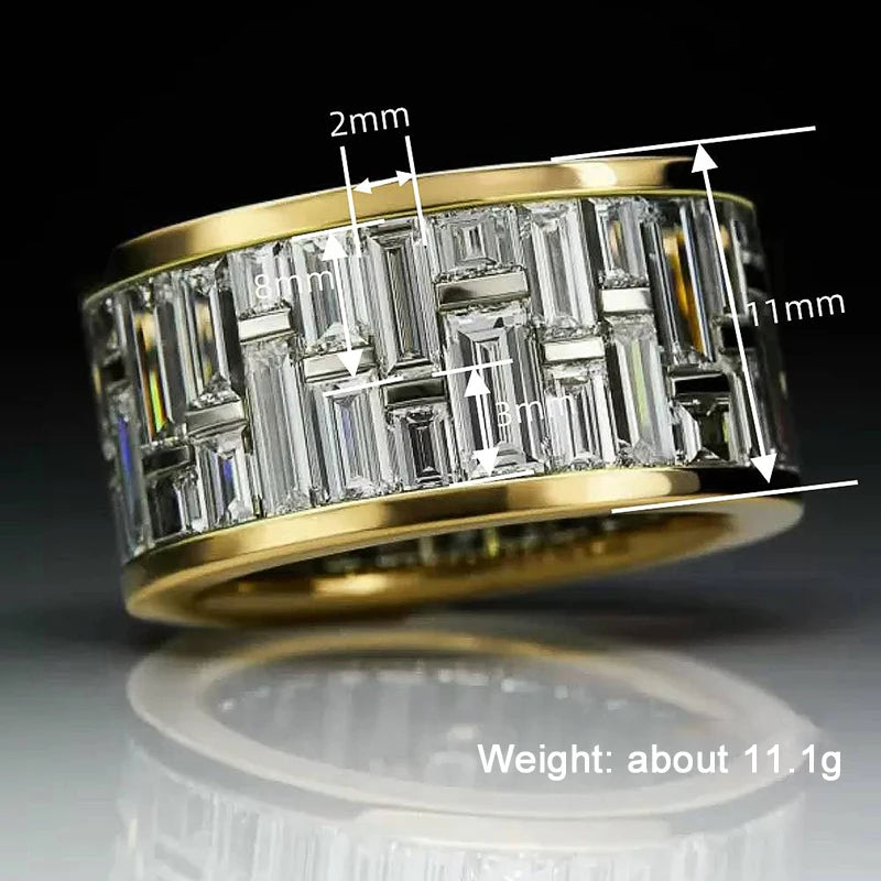 Huitan Two-Tone CZ Pave Wedding Band Ring for Women Fashion Ring Axl