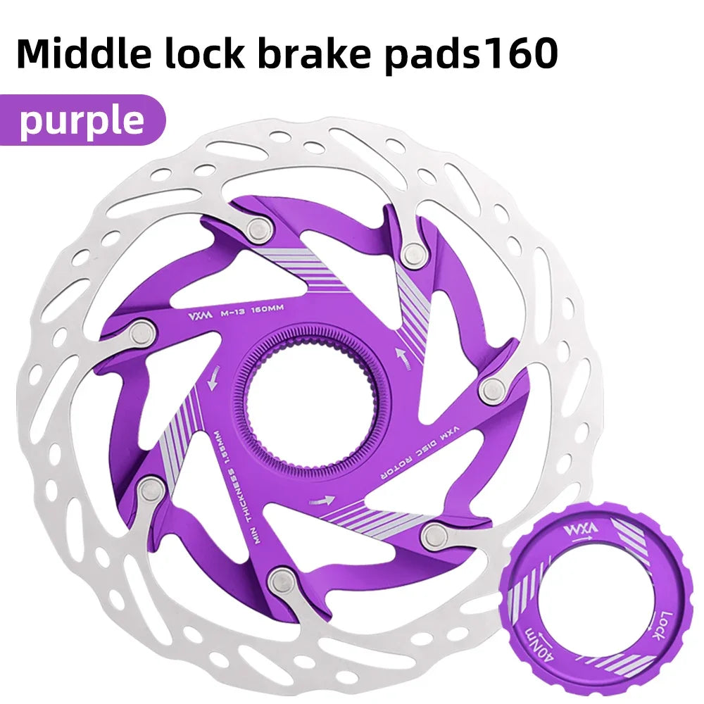 VXM Disc Brake Rotor 140mm 160mm CNC Aluminum Center Lock MTB Disc Brake Rotor Axl 160mm Purple