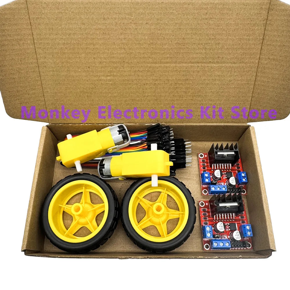 L298N Motor Driver Kit – Motors, Wheels & Dupont Lines Motor Driver Kit Axl 2motor have Box