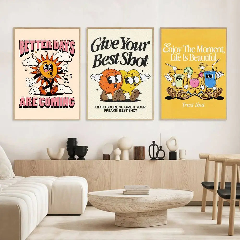 Retro Pop Cartoon Food Poster – Waterproof Self-Adhesive Wall Art Wall Art Poster Axl