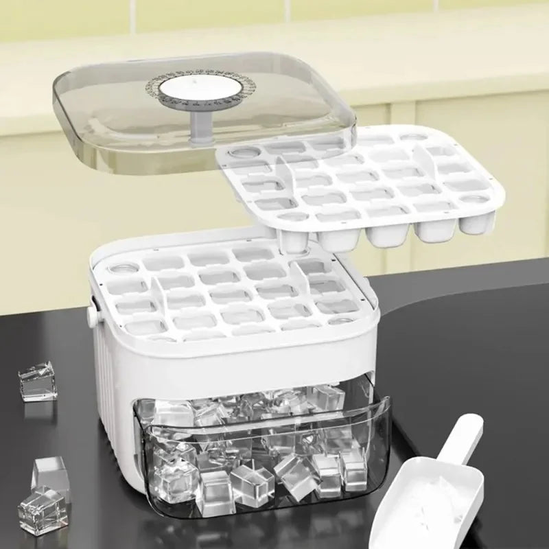 50-Grid Double Layer Ice Cube Tray with Lid | Reusable Mold Ice Cube Tray Axl