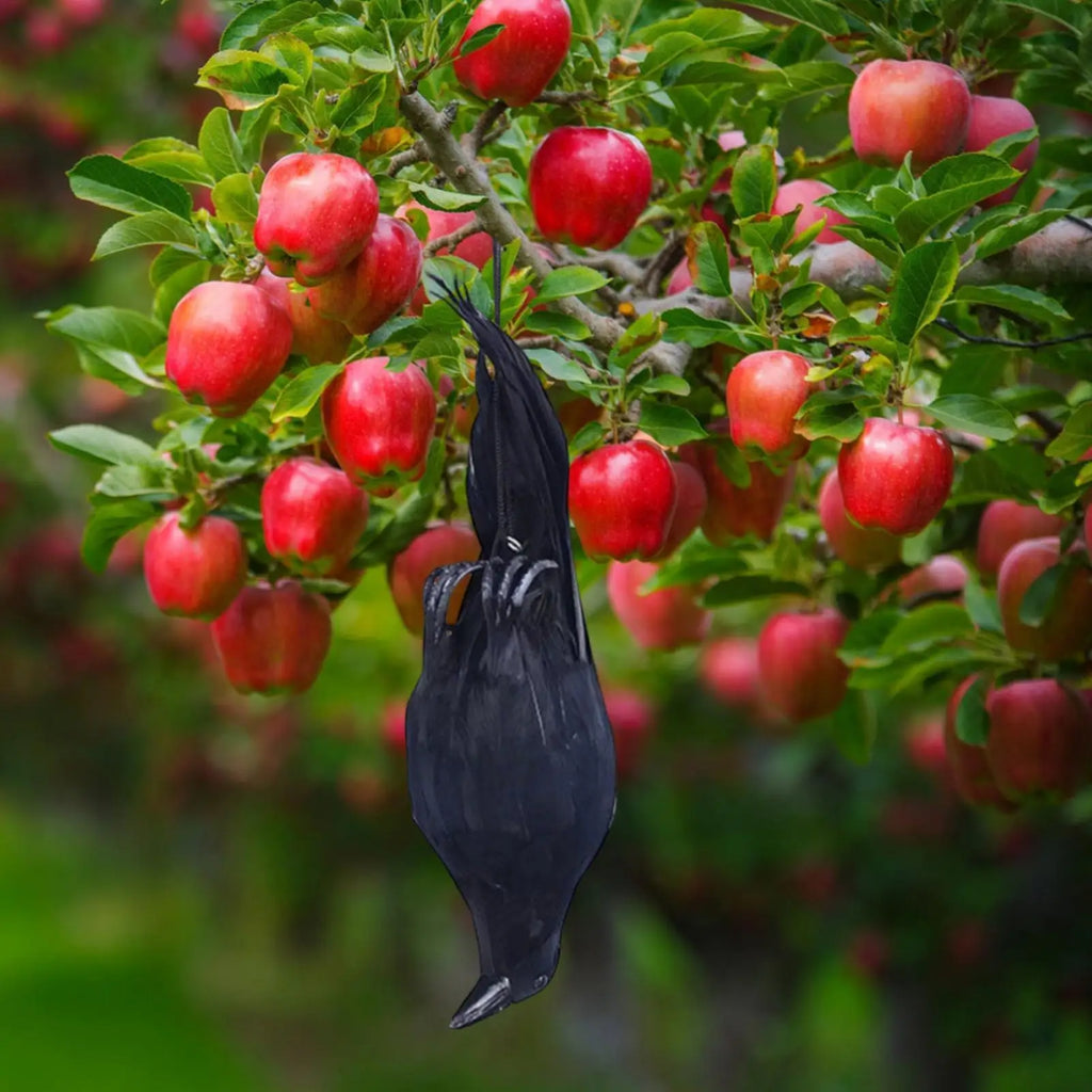 Hanging Crow Decoy with Feathers | Halloween Garden Bird Prop Halloween Garden Prop Axl