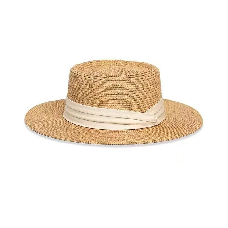 Women's Wide Brim Straw Hat – French Style Beach Sun Hat Women's Straw Hat Axl A2