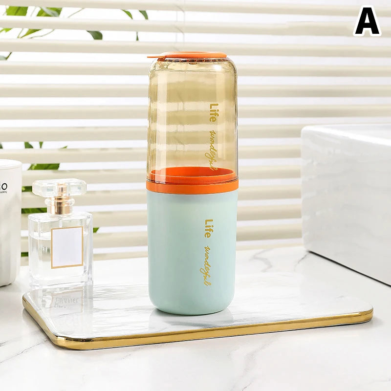 Portable Travel Toothbrush Cup with Lid | Mouthwash Cup Travel Toothbrush Cup Axl A Blue