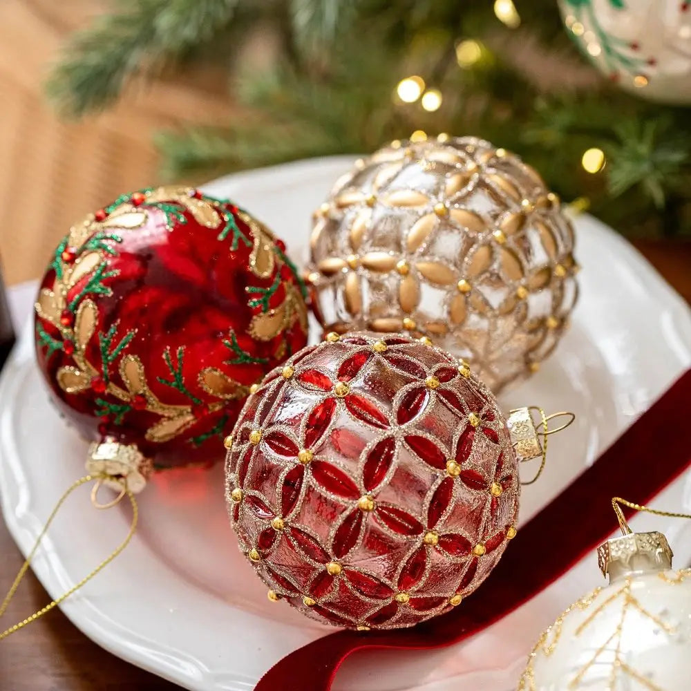 Glass Christmas Ball Ornaments 8cm – 6 Colors Xmas Tree Decor Christmas Tree Ornament Axl