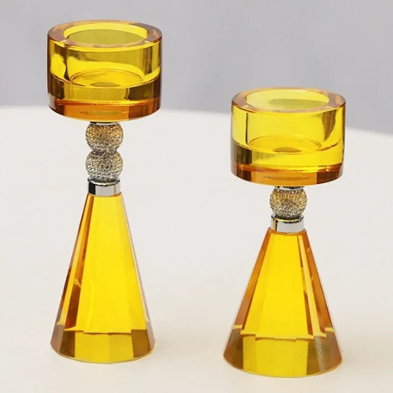 Crystal Glass Candle Holder – Luxury Elegant Candlestick Crystal Candle Holder Axl