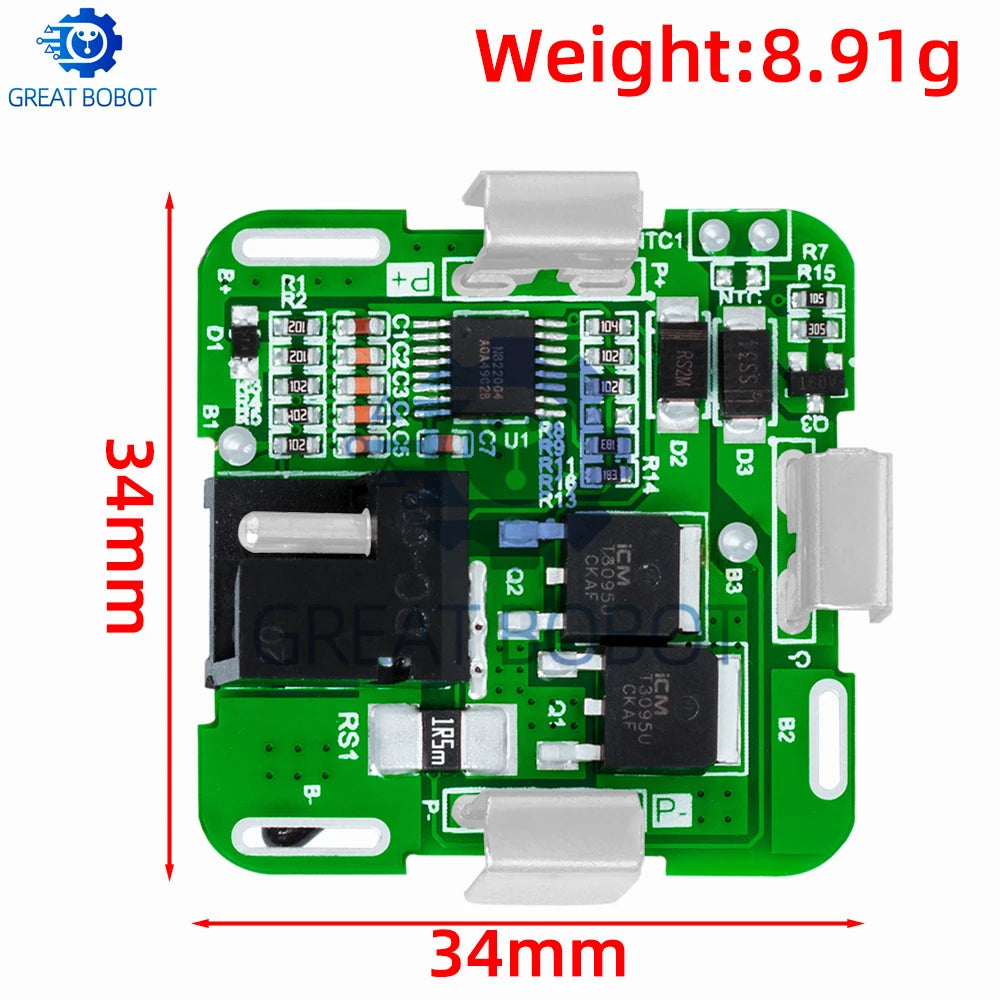 4S 18650 Li-Ion BMS Protection Board 14.4V/16.8V 14A 2MOS Battery Protection Board Axl