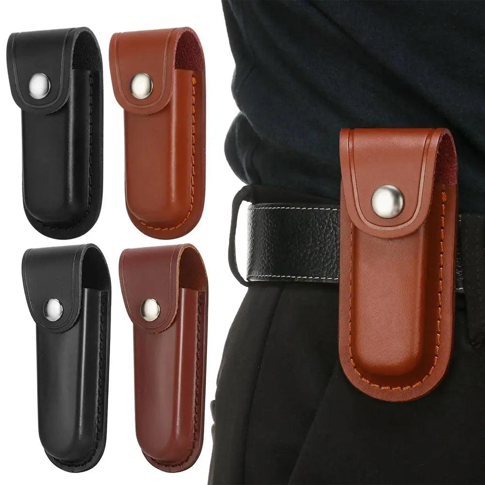 Leather Belt Sheath – Folding Knife & Flashlight Holster Case Knife Belt Sheath Axl